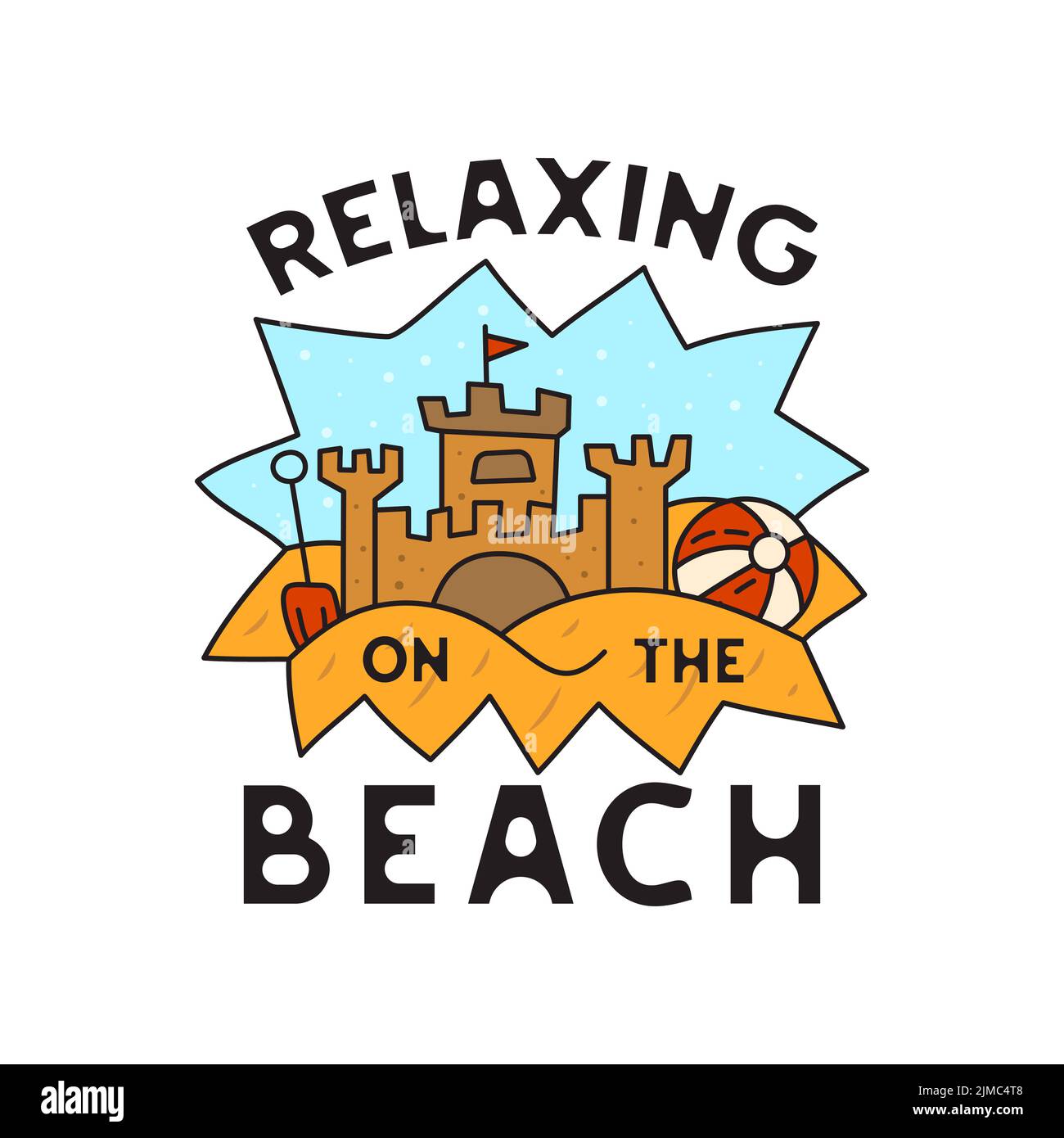 Funny beach sand castle Stock Vector Images - Alamy