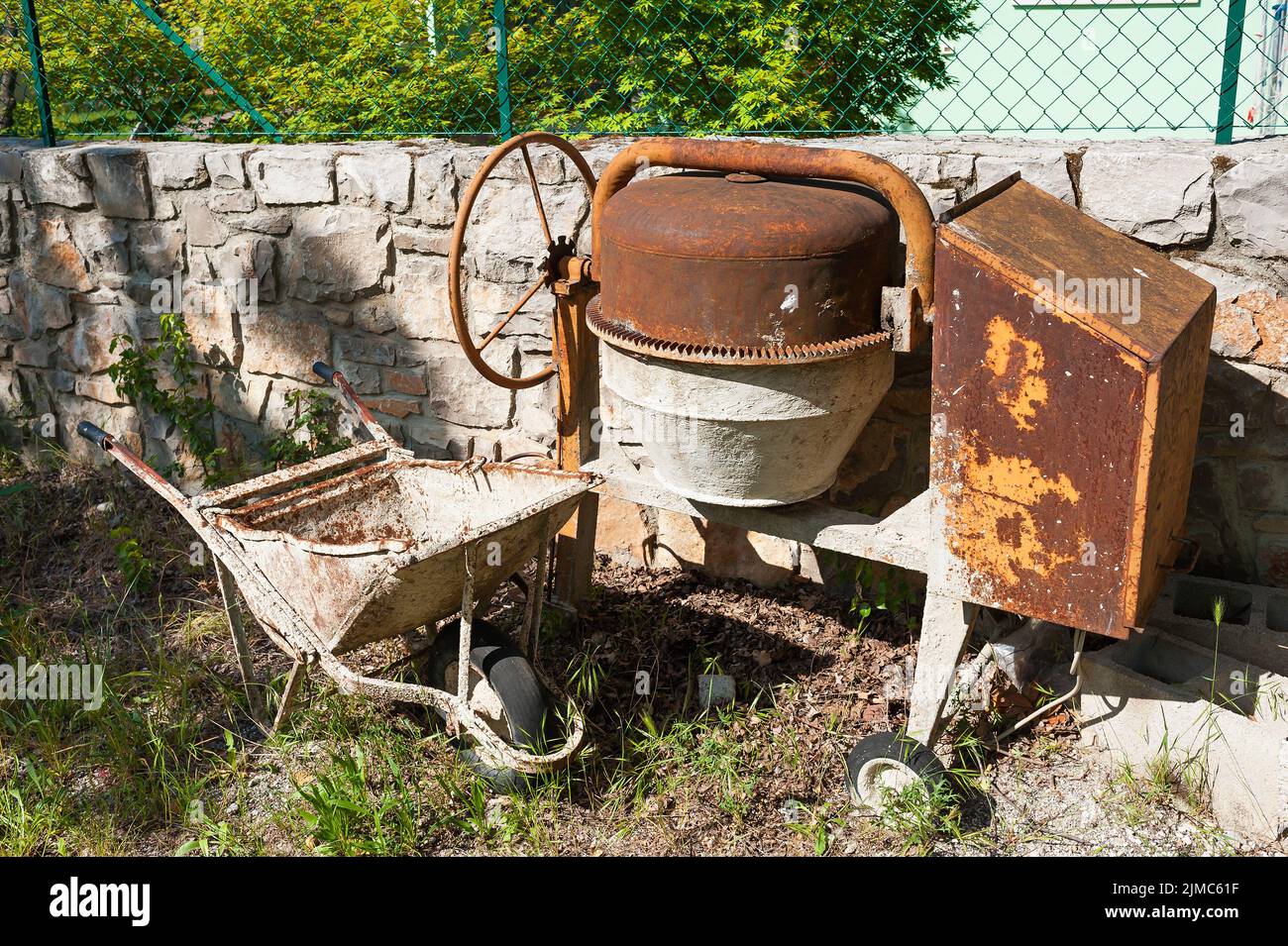 Portable concrete mixer Stock Photo