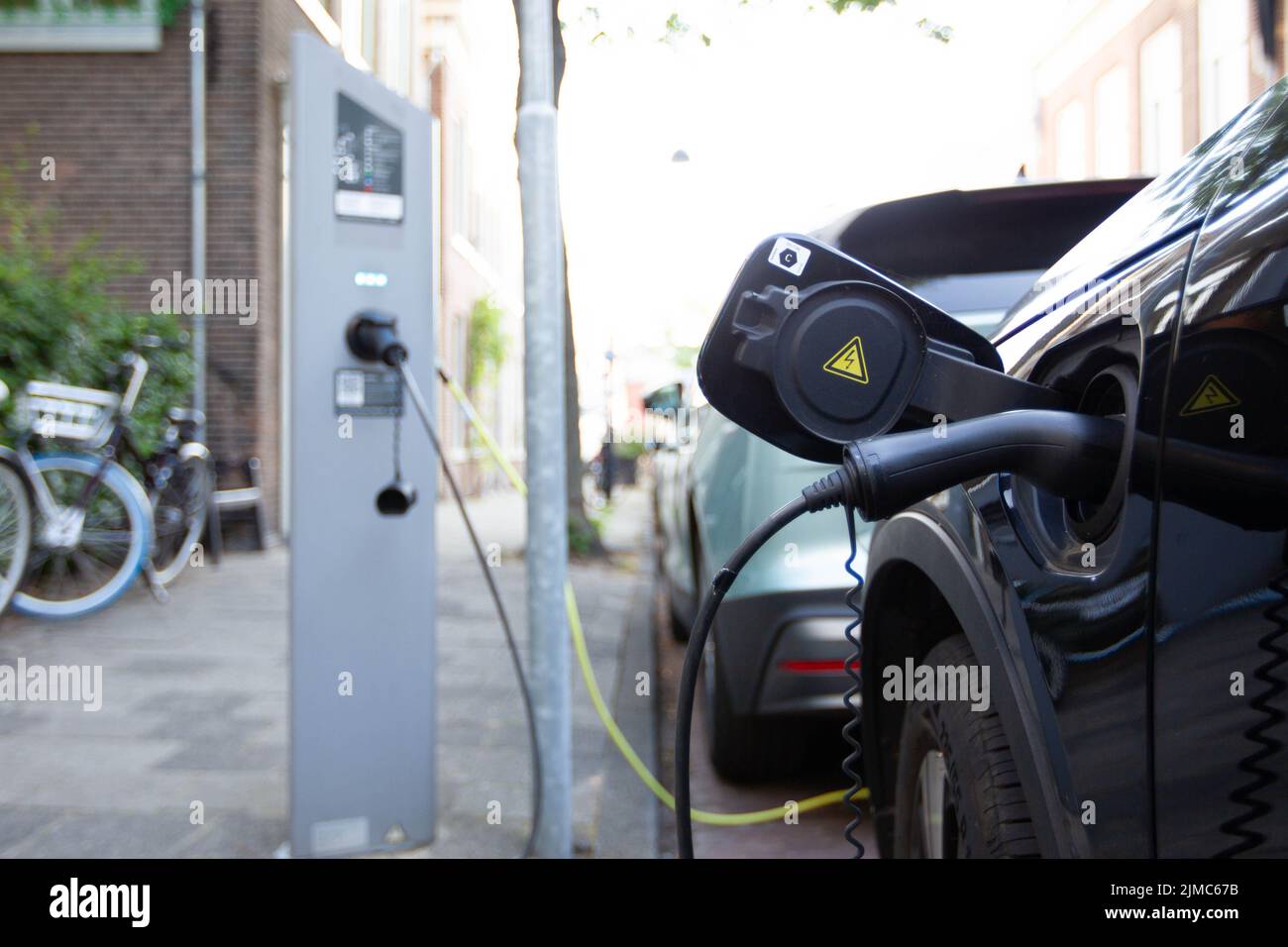 Haarlem, Netherlands. 5th Aug, 2022. An electric vehicle is charged in