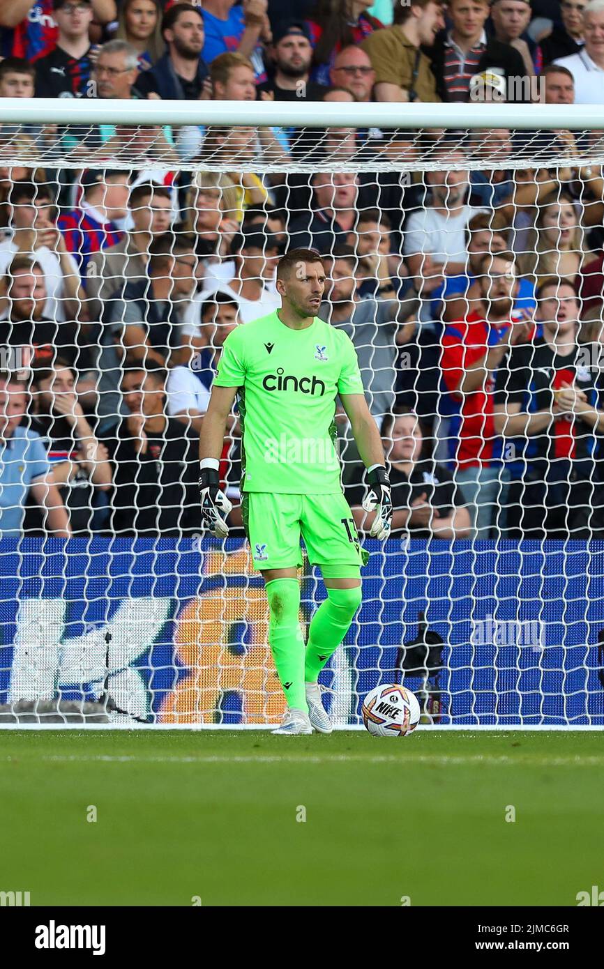 London, UK. 5th August 2022;  Selhurst Park, Crystal Palace, London, England;  Premier League football, Crystal Palace versus Arsenal:  goalkeeper Vicente Guaita of Crystal Palace watches play Credit: Action Plus Sports Images/Alamy Live News Stock Photo