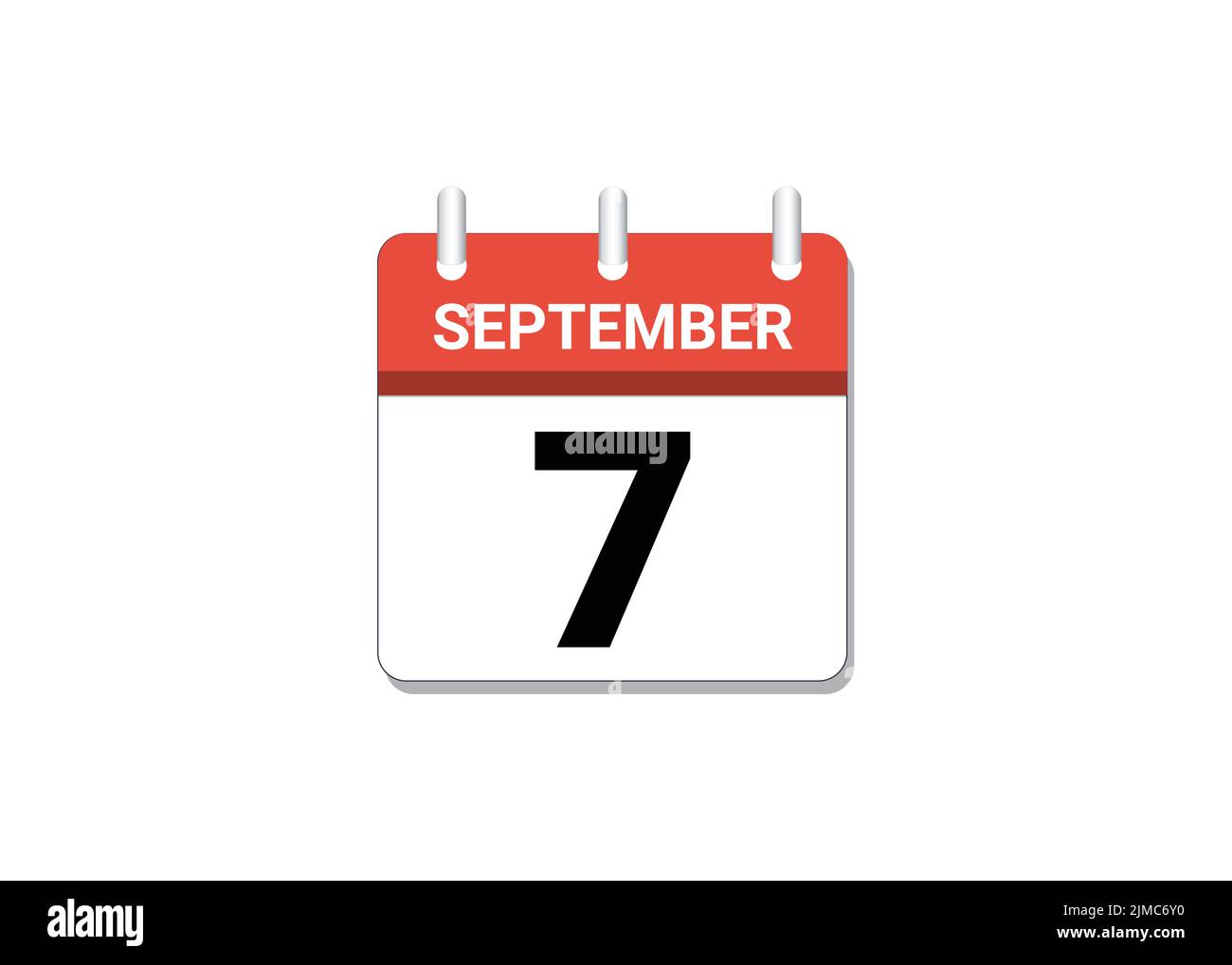September, 7th calendar icon vector, concept of schedule, business and tasks Stock Vector