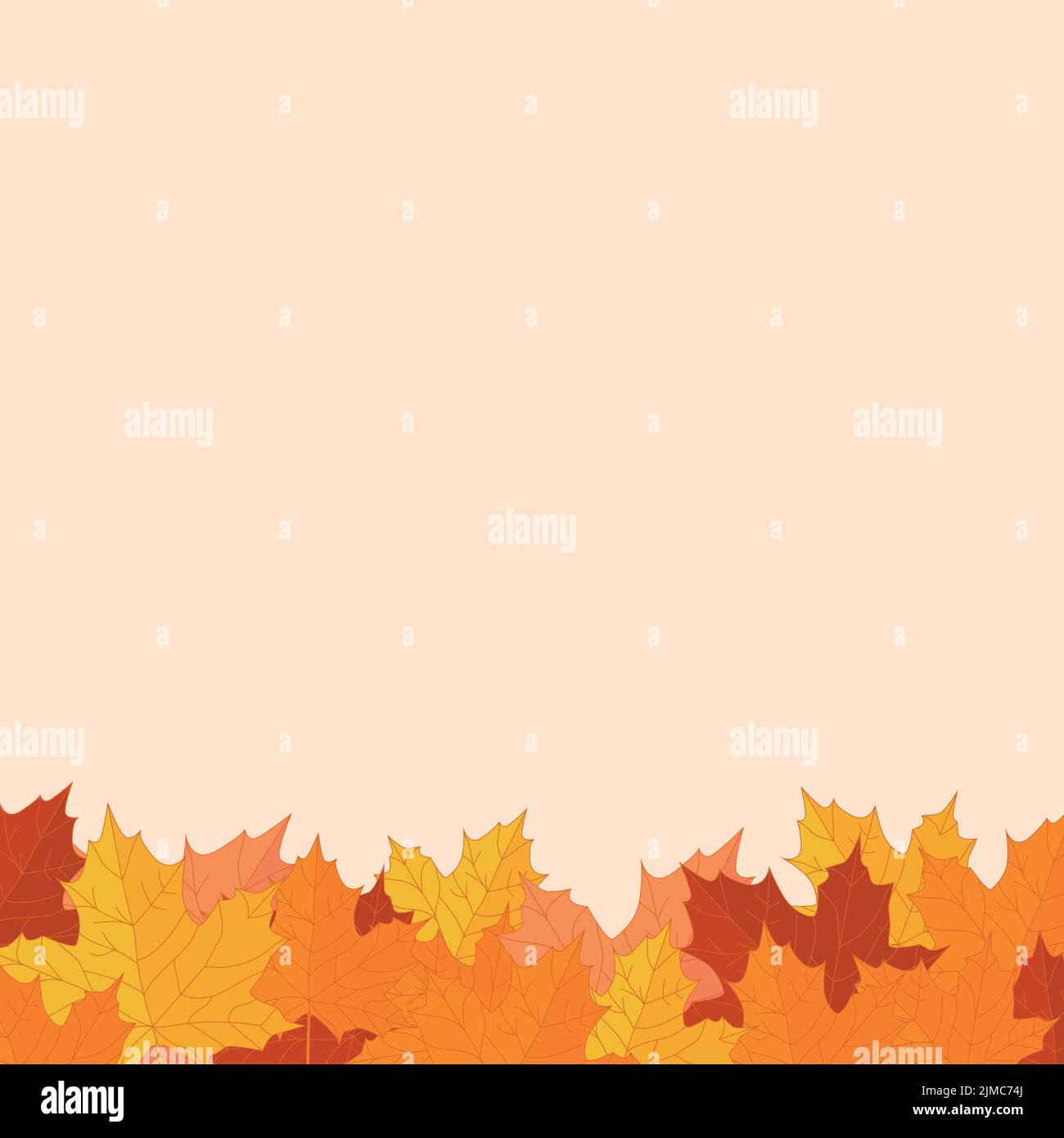 Natural background for autumn or fall concept, fallen leaves in warm colors, red, orange, and yellow. Minimal seasonal design with copy space. Stock Vector