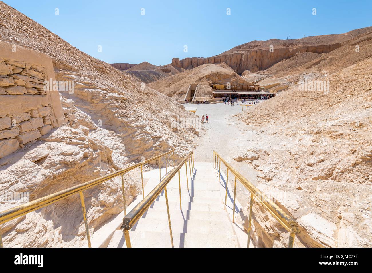 Luxor, Egypt; August 2, 2022 - Entrance to Ramses V and VI tomb in the Valley of the Kings, Luxor, Egypt Stock Photo