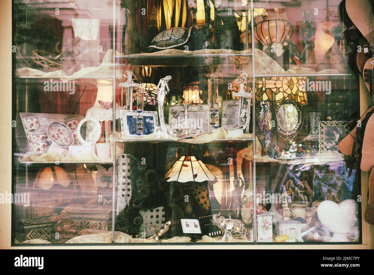 retro gifts shop window in Belgrade, Serbia Stock Photo