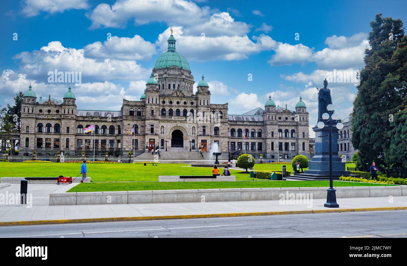 Tourists at Victoria Parliament Building Stock Photo