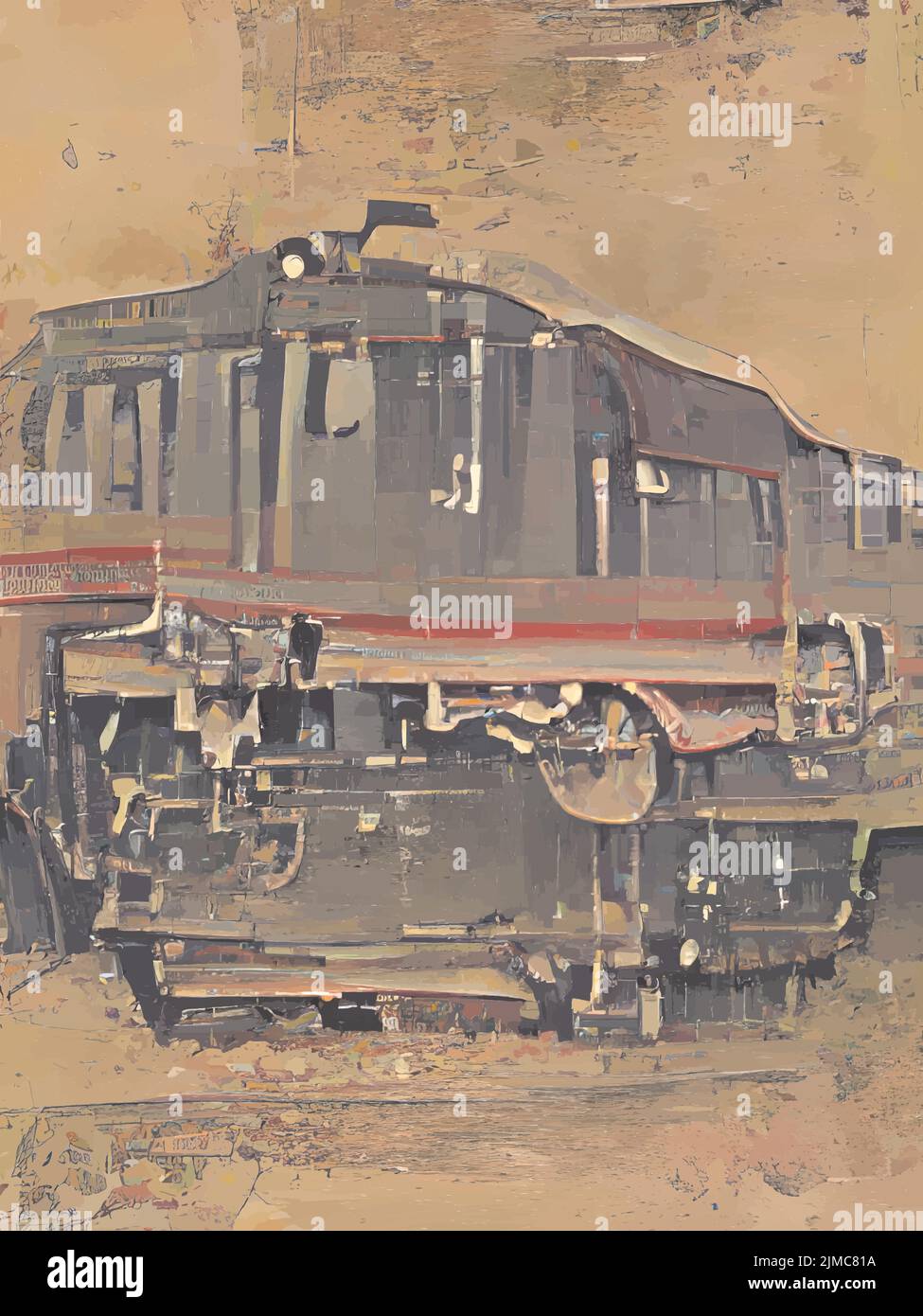 painted picture of an old rusty industrial machine Stock Vector Image ...