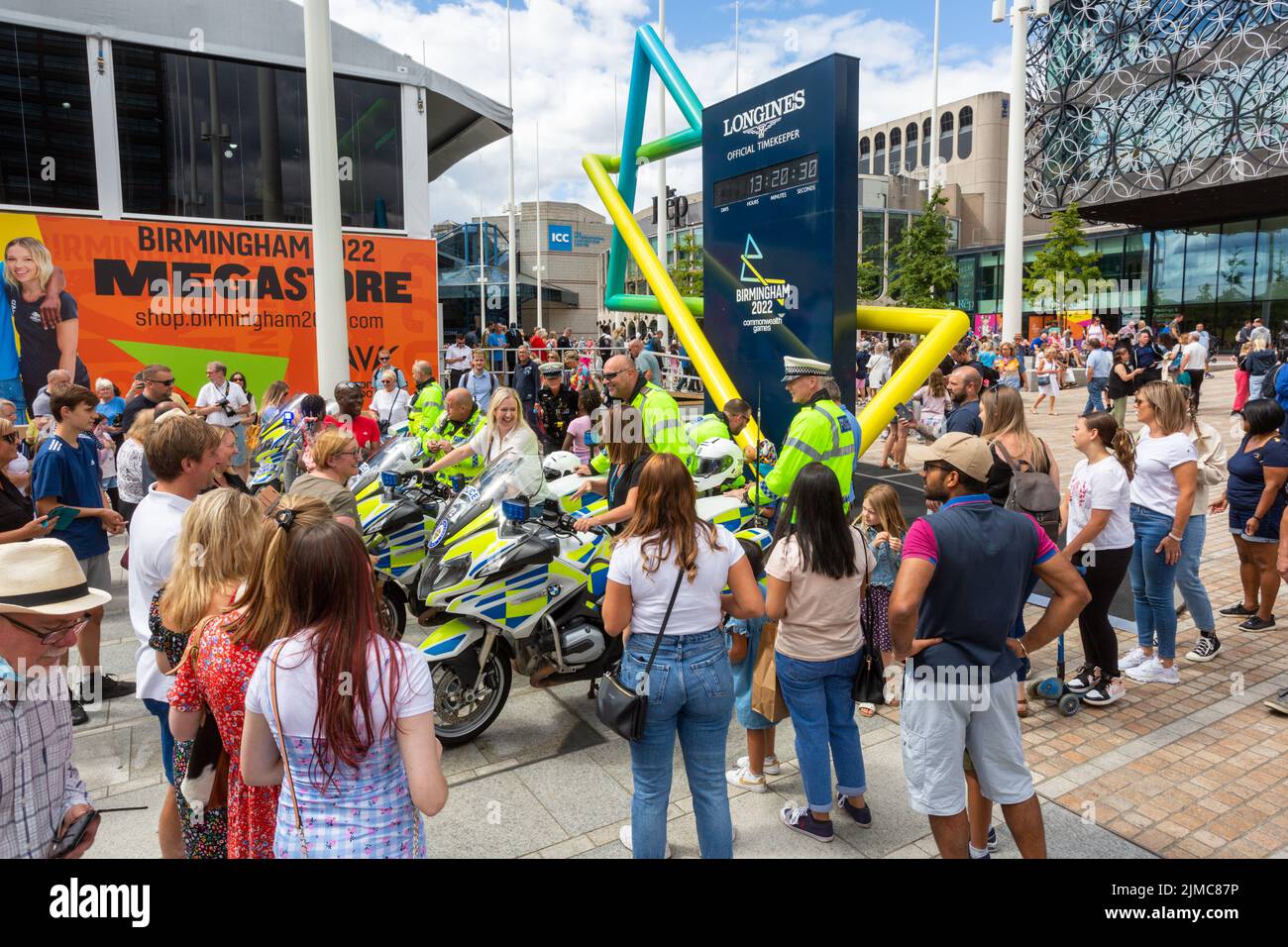 West Midlands Ploice with a static display of motorcycles, at the Commonwealth Games 2022 display, Birmingham, UK 2022 Stock Photo