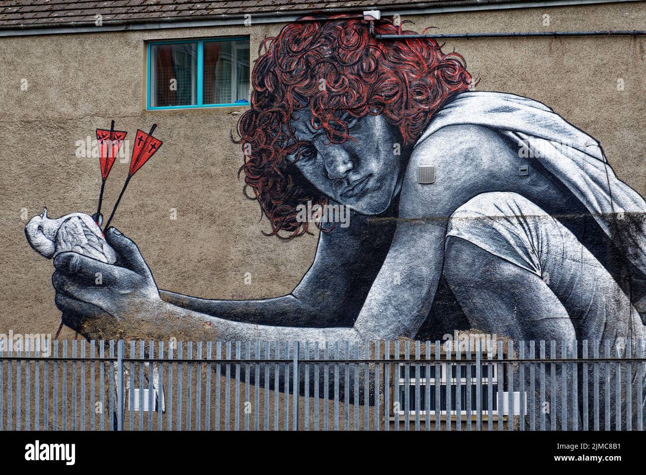 The Son of Protogoras Graffiti / Wall Art in Belfast City Centre in Northern Ireland Stock Photo