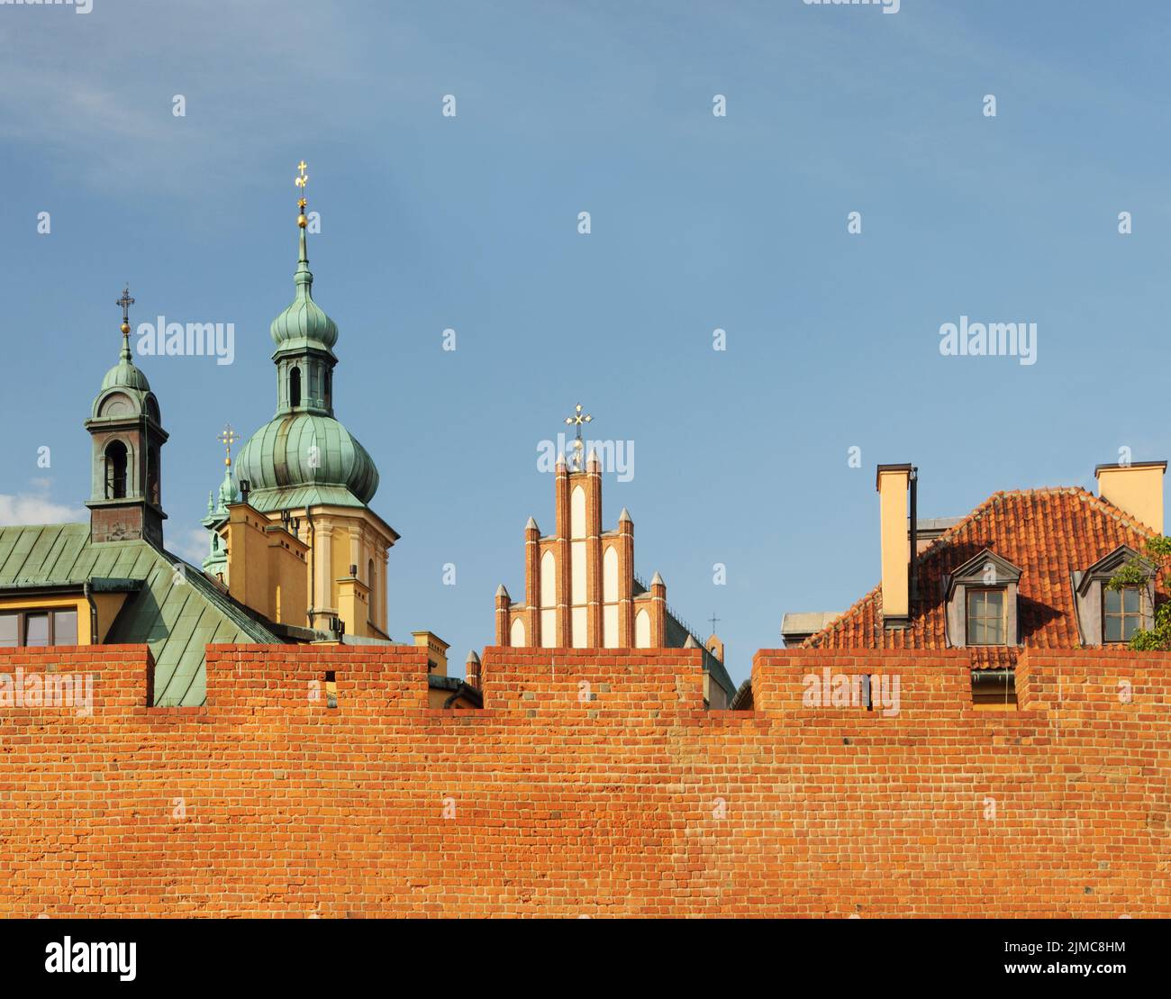 Fortification walls in Old City (Stare Miasto) of Warsaw Stock Photo