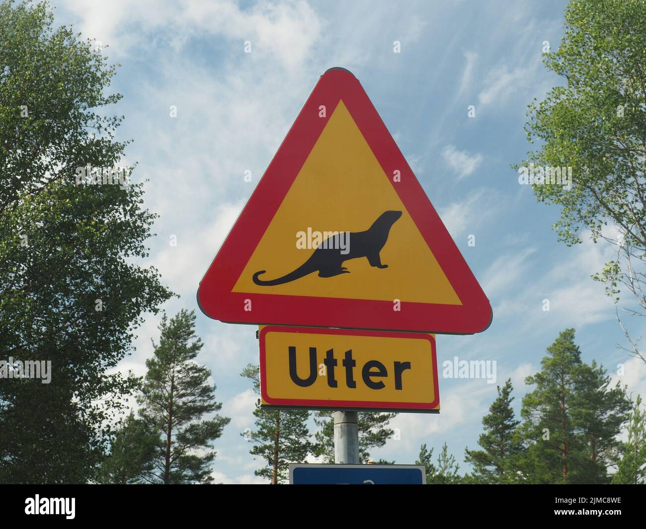 Road sign, Otter (Lutra lutra) Stock Photo