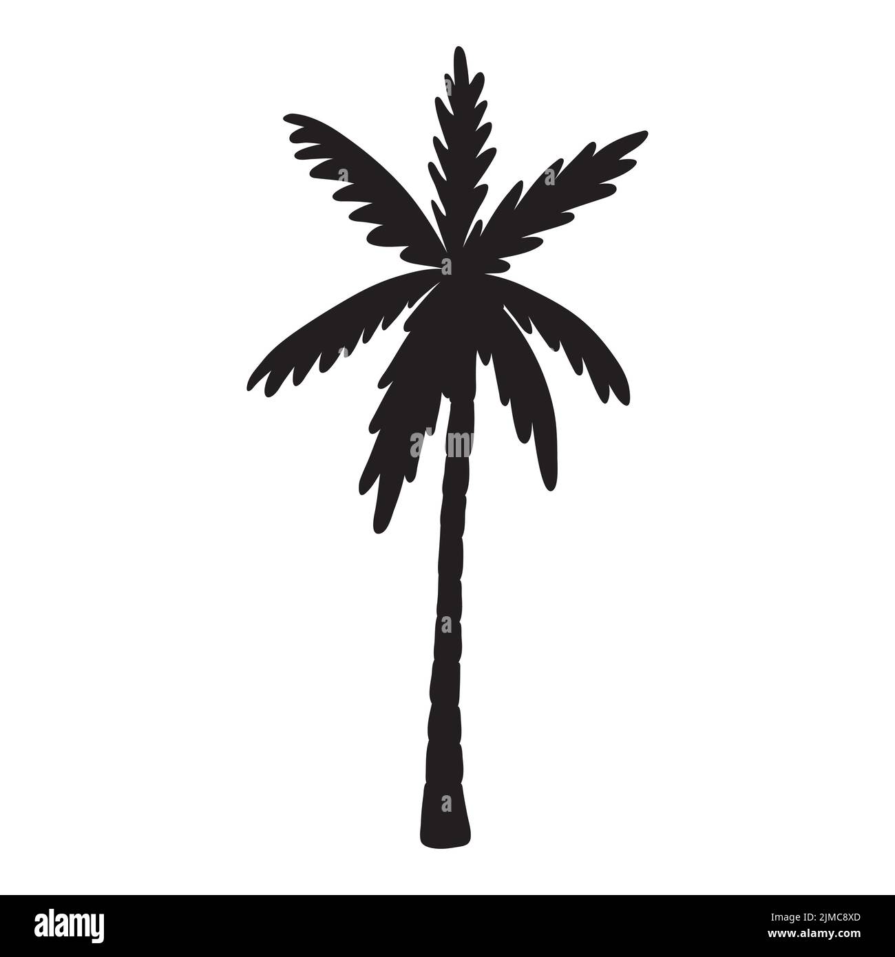 Palm silhouette tree leaves sea Black and White Stock Photos 