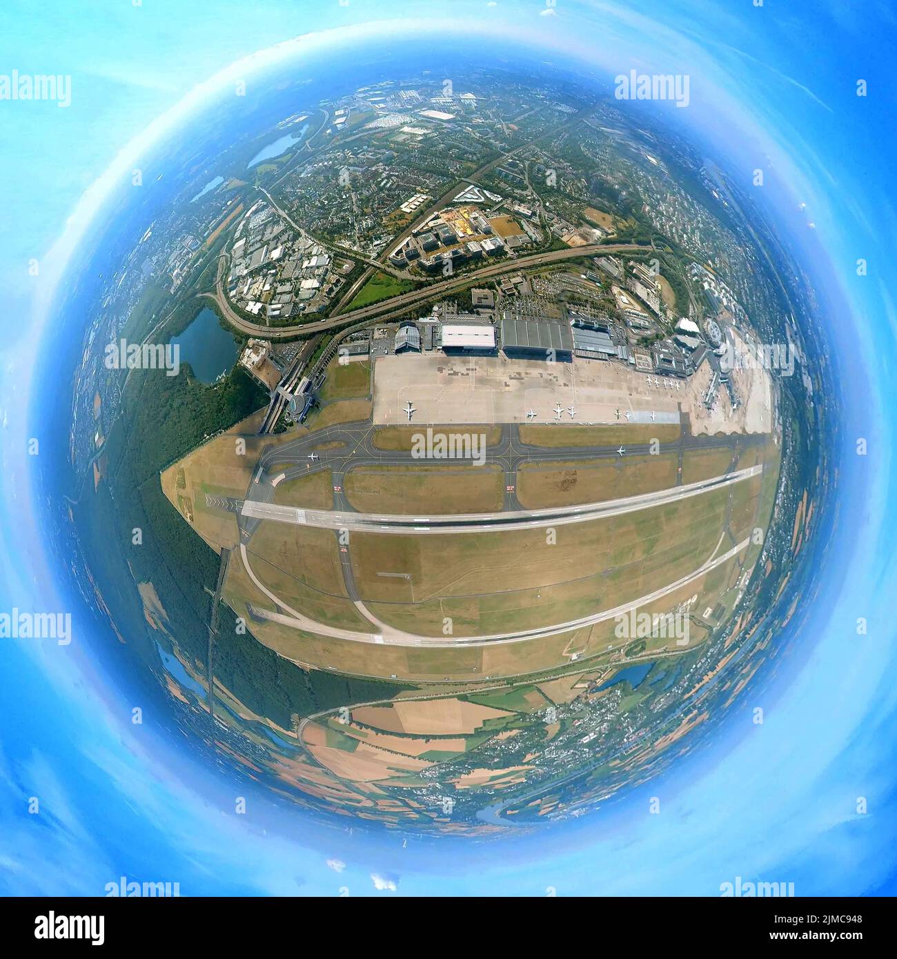 Aerial view, Düsseldorf Airport, terminal, Unterrath, Düsseldorf, Rhineland, North Rhine-Westphalia, Germany Stock Photo