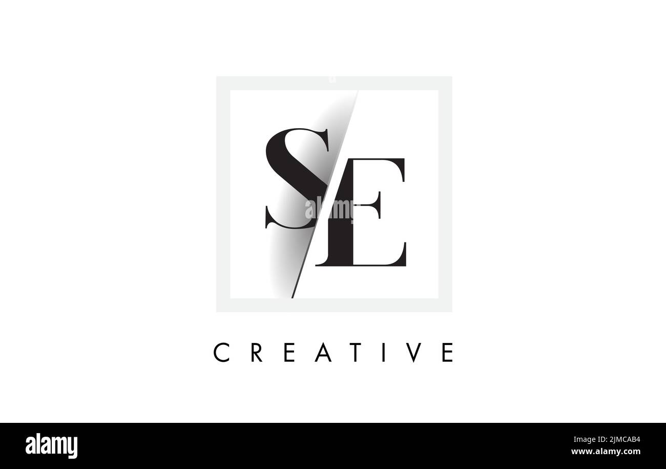 SE Letter Logo Design with Creative Intersected and Cutted Serif Font. Stock Vector