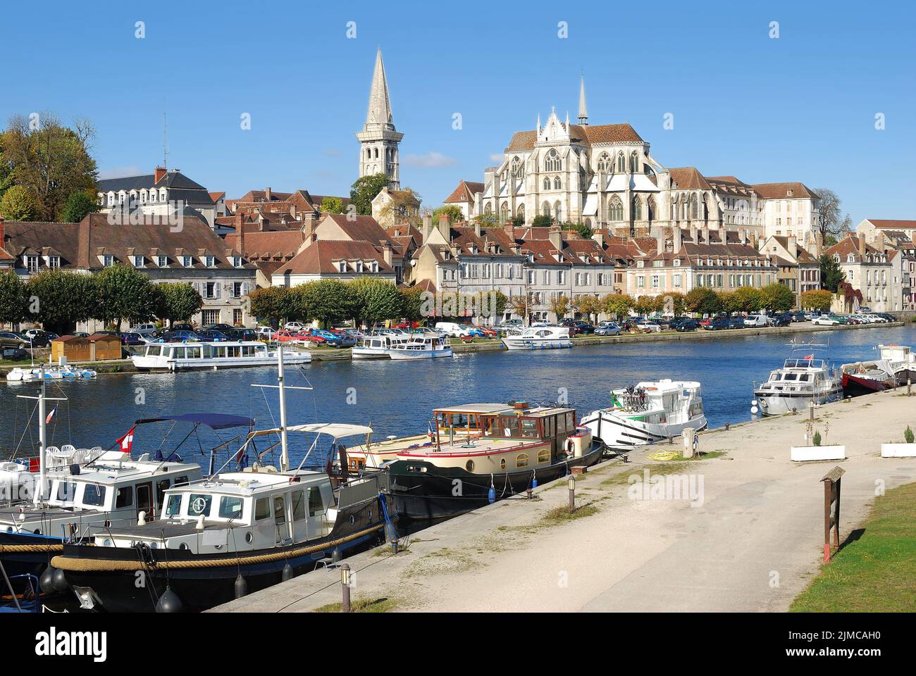 Town of Auxerre at River Yonne,Burgundy,France Stock Photo