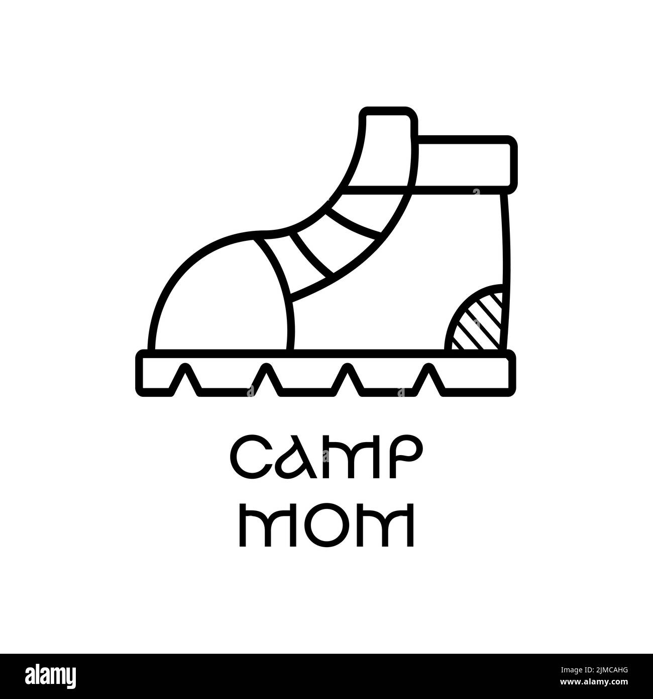 Linear logo of boot and Camp Mom inscription Stock Vector Image & Art