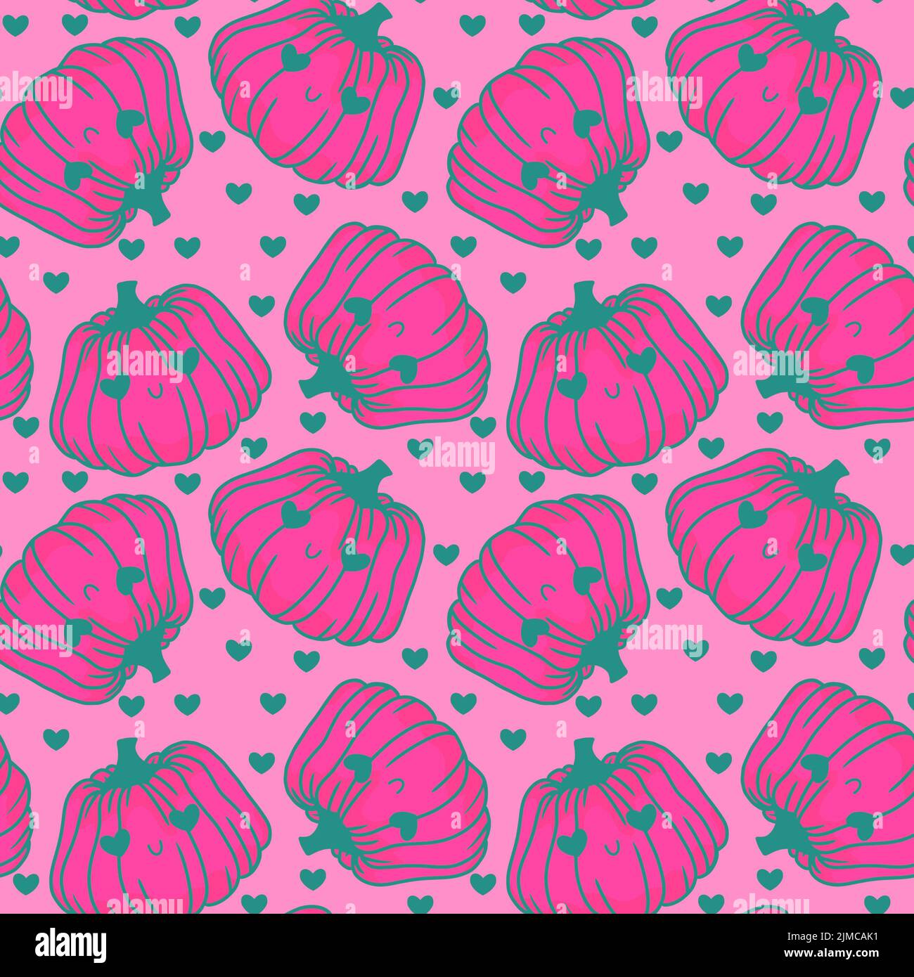 Cute cartoon Halloween seamless kawaii pumpkins pattern for kids and ...