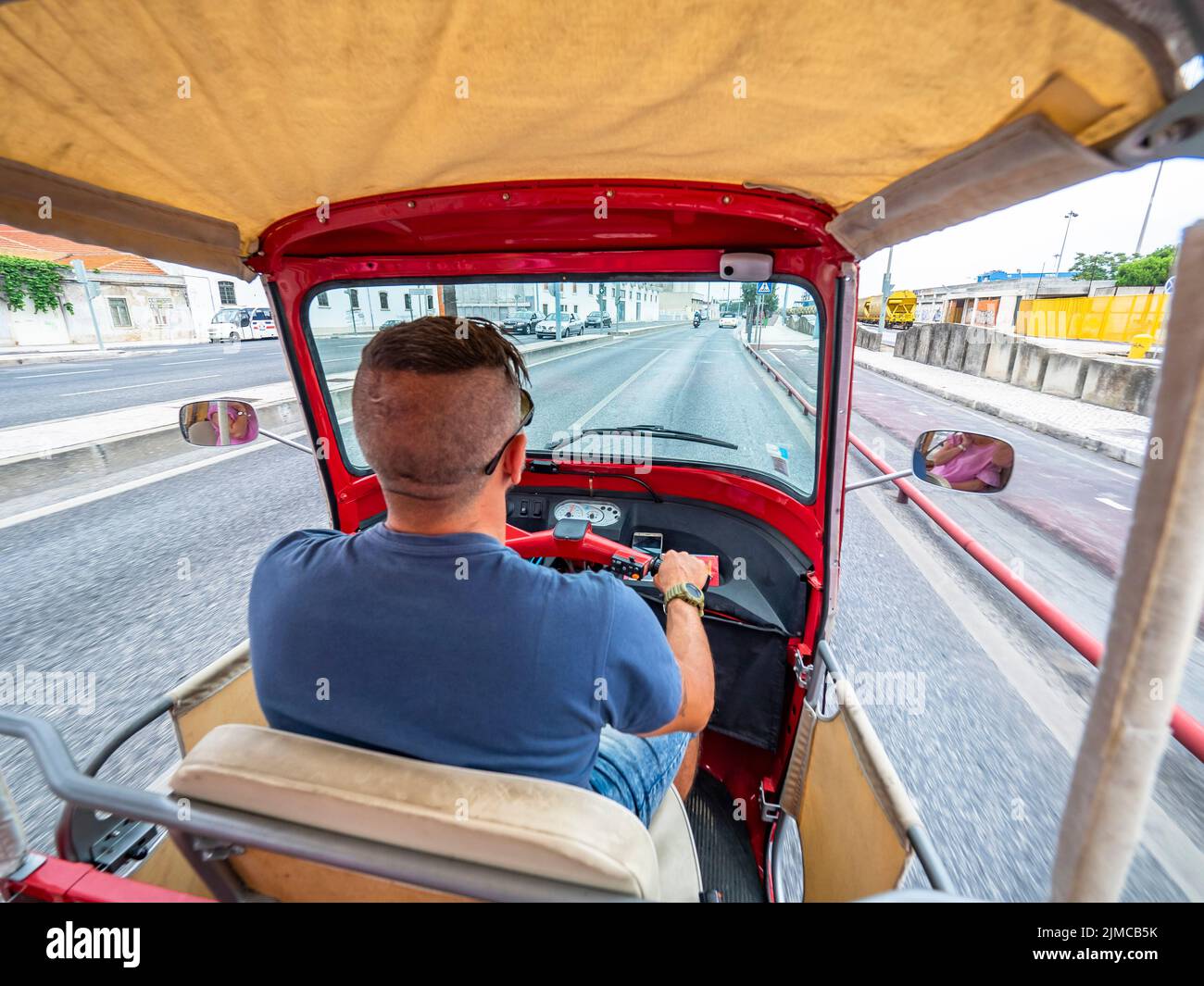 Tricycle or tuk tuk as a taxi, Lisbon, Portugal, jul 2017 Stock Photo