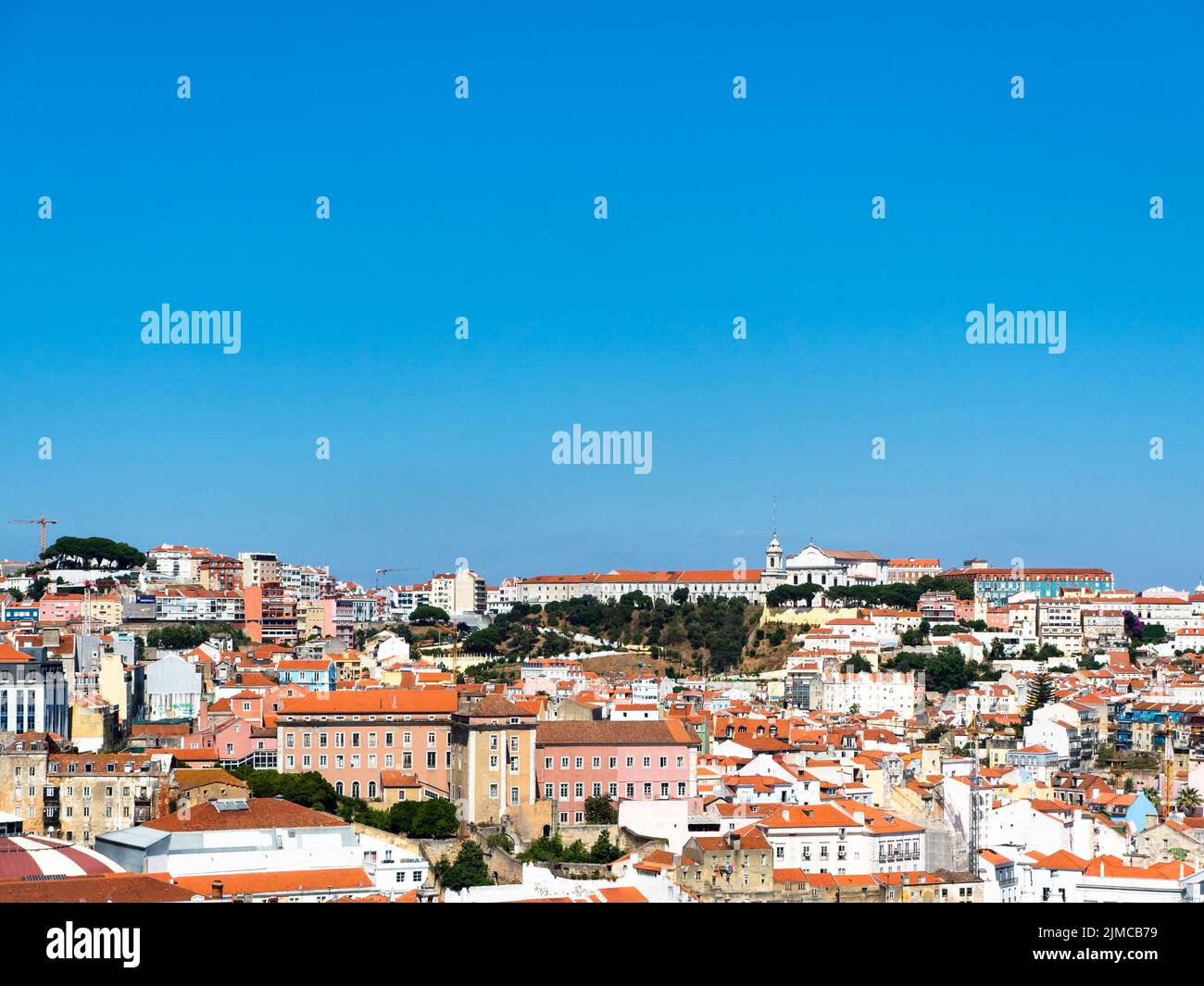 View from the Miradouro de Sao Pedro de Alcantara in the upper town of Bairro Alto, Lisbon, Portugal Stock Photo