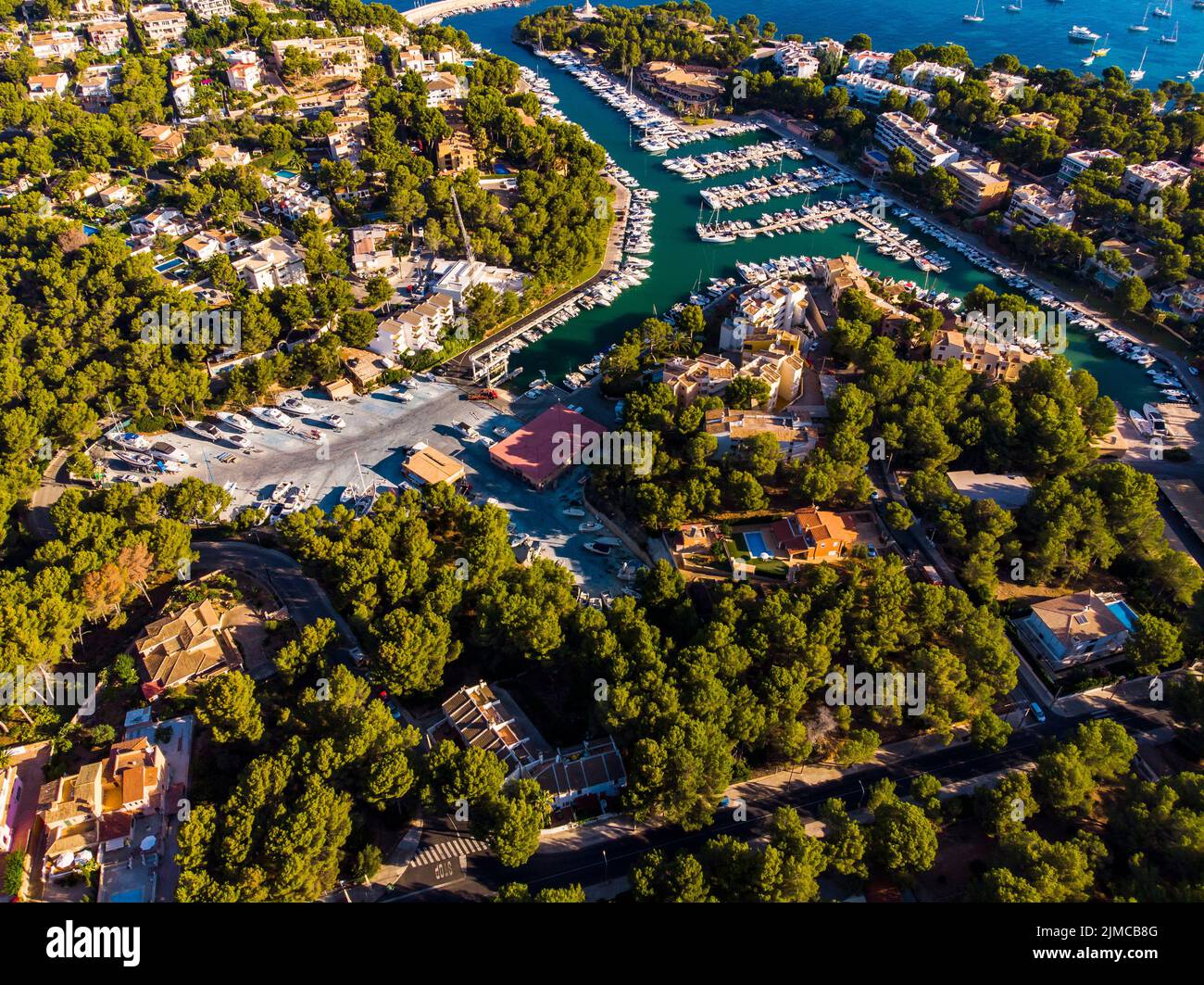 Aerial view of Santa Ponsa and the marina of Santa Ponsa Stock Photo