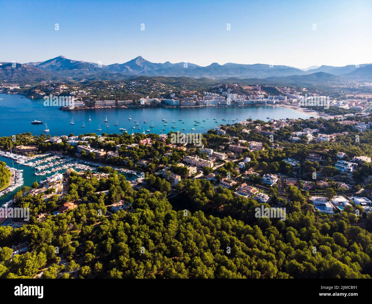 Aerial view of Santa Ponsa and the marina of Santa Ponsa Stock Photo