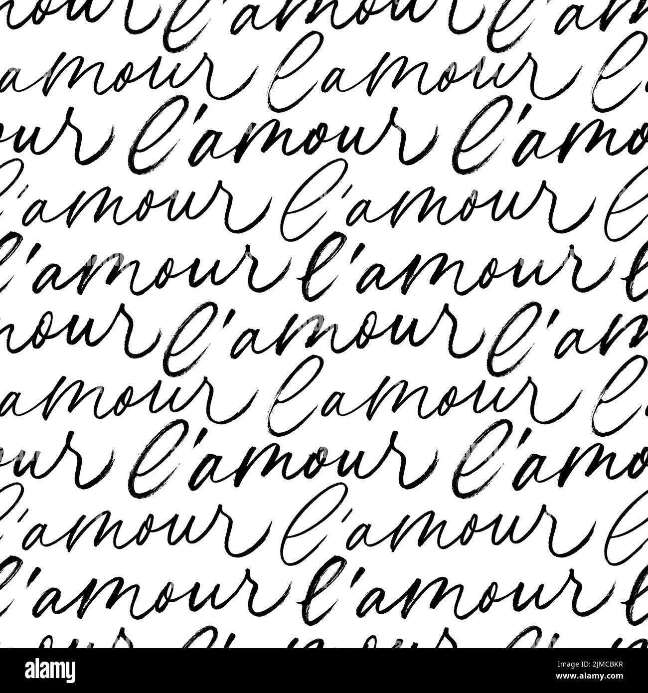 Seamless pattern with Love phrase in French. Stock Vector