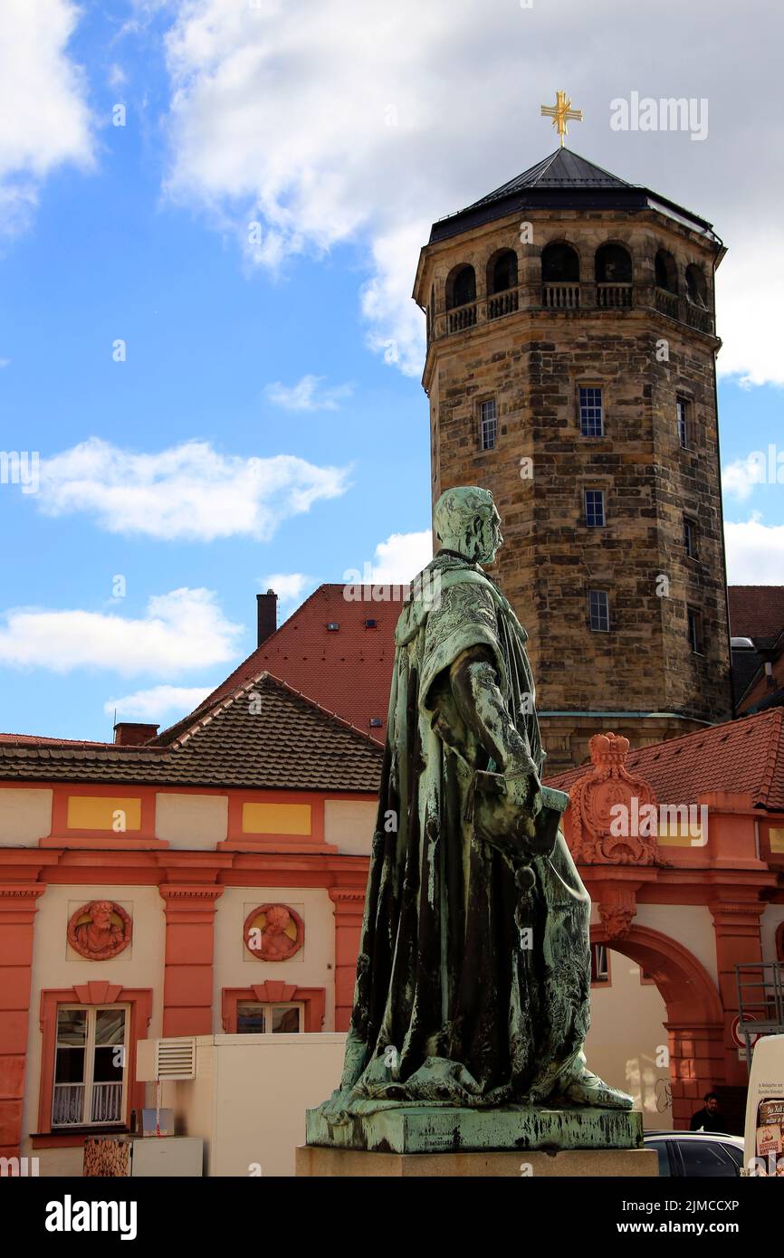 Maximilian II, King Maximilian II statue, Bayreuth, Bavaria, Germany, Europe Stock Photo