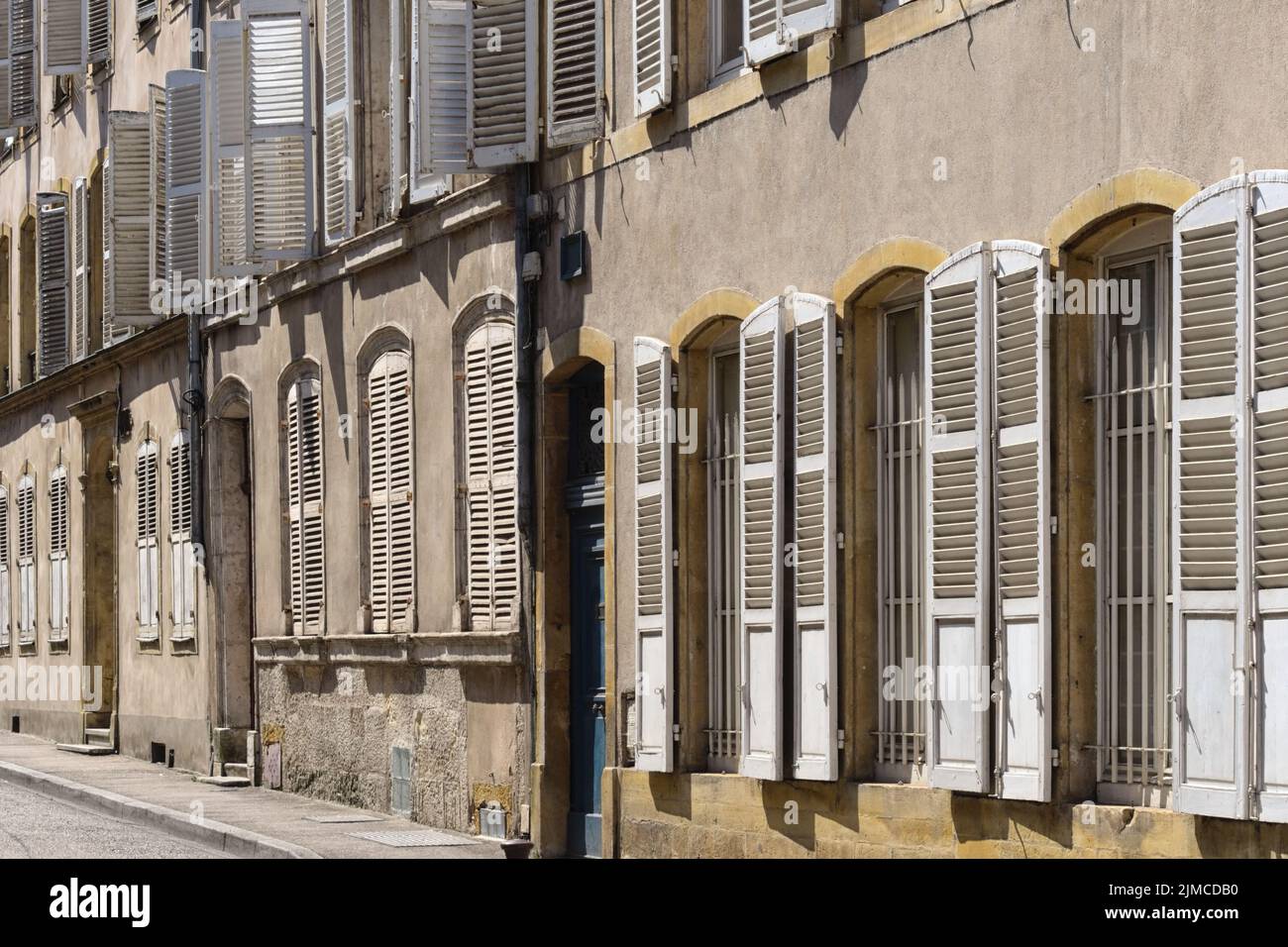 Metz - Old town houses with window shutters, France Stock Photo