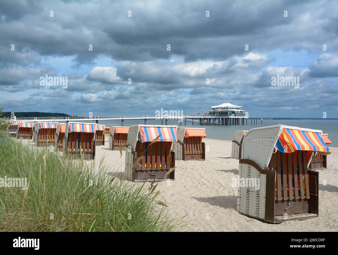 Beach and Pier of Timmendorfer Strand,baltic Sea,Schleswig-Holstein,Germany Stock Photo