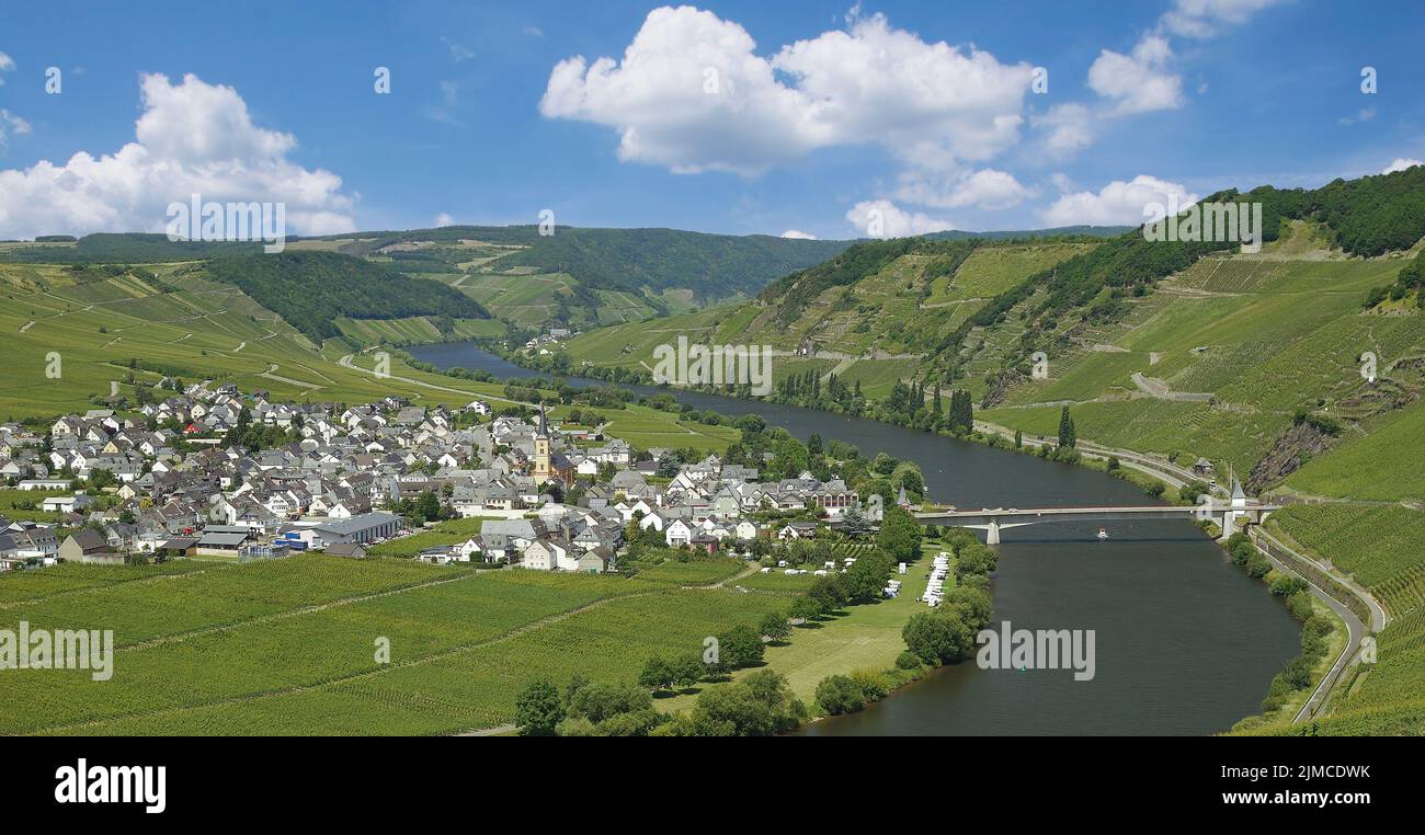 Trittenheim at Mosel River in Mosel Valley,Germany Stock Photo