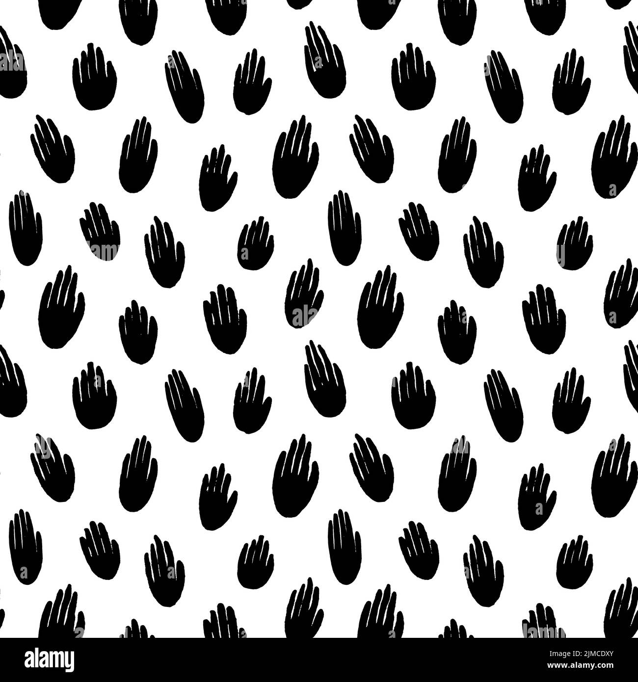 Seamless pattern with black silhouettes of hands. Stock Vector