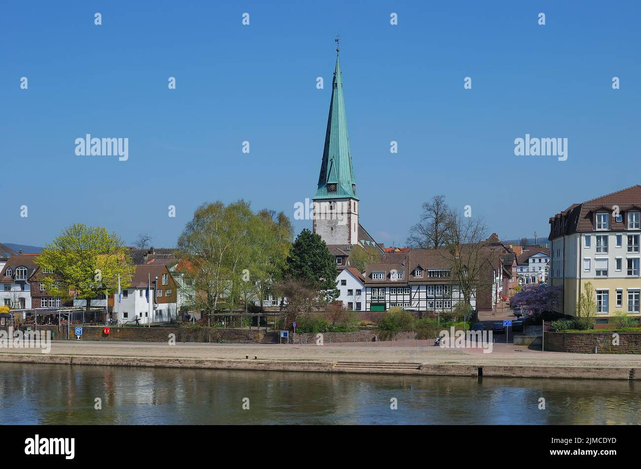 Holzminden at Weser River,lower Saxony,Germany Stock Photo