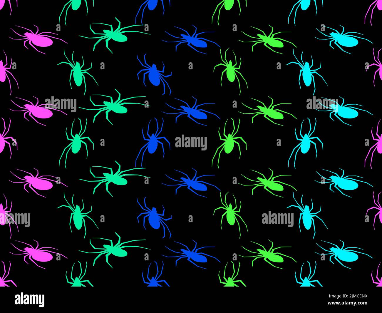 Isometric spiders seamless pattern. Background for Halloween with spiders of different shapes and sizes. Design for print, banners and posters. Vector Stock Vector