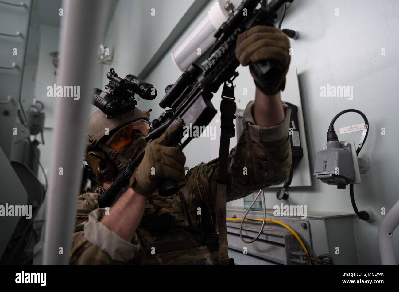 A U.S. Coast Guardsman attached to a Marine Security Response Team