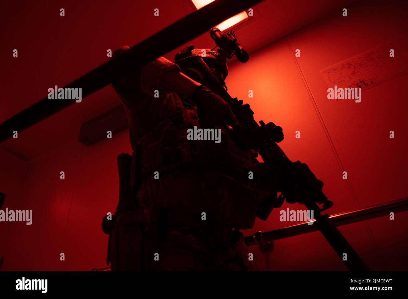 A U.S. Coast Guardsman attached to a Marine Security Response Team