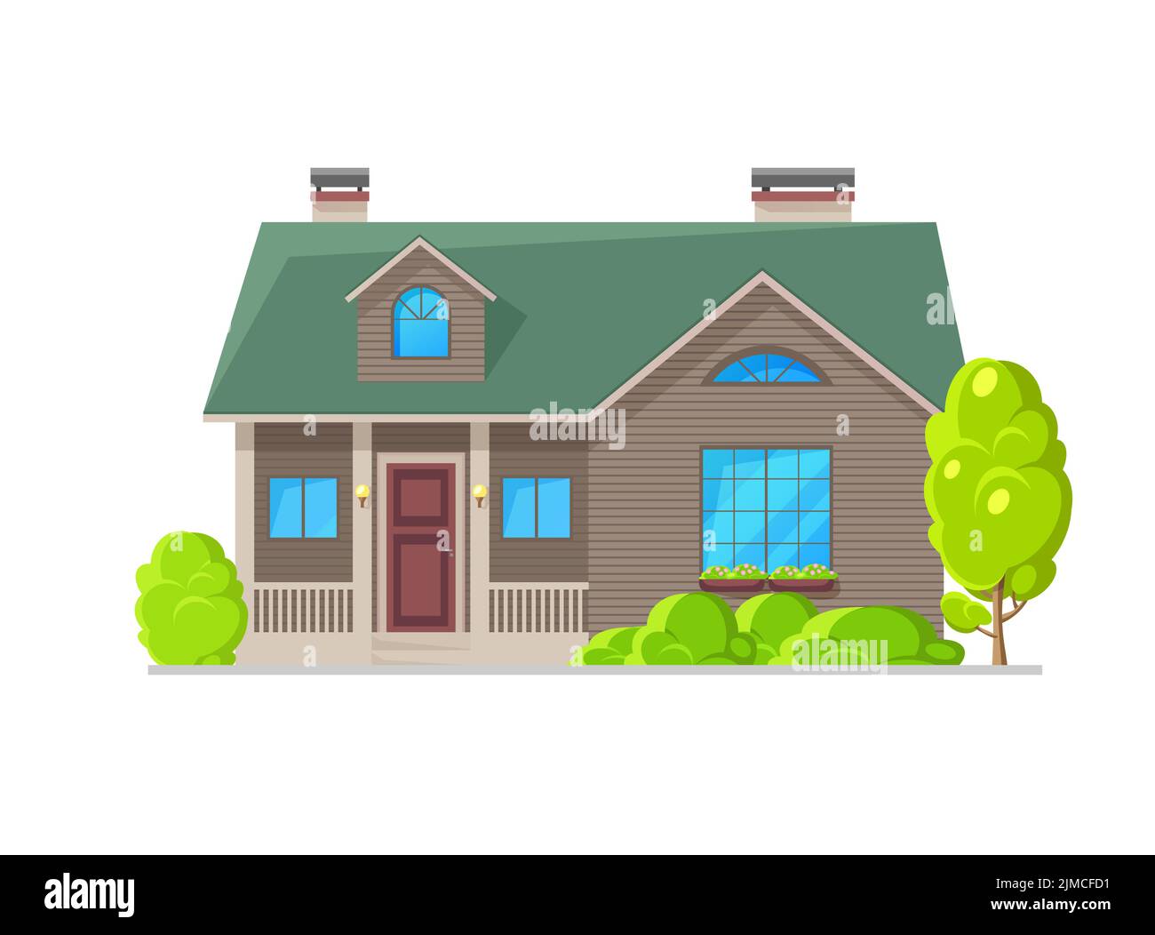 Residential house with wood plank facade exterior. Modern cottage house ...