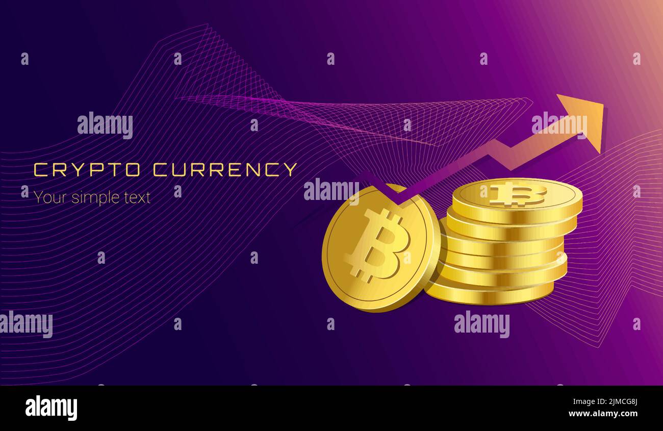 stack of bitcoin cryptocurrency on abstract background Stock Vector