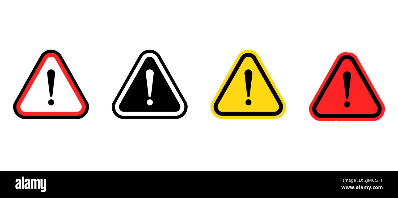 Warning alert and Caution vector icons set, exclamation mark, warning