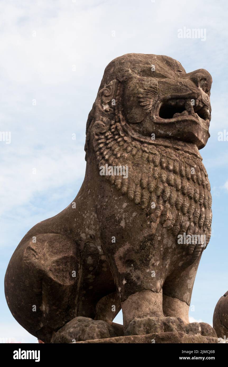 Cambodian lion sculpture, Siem Reap Stock Photo