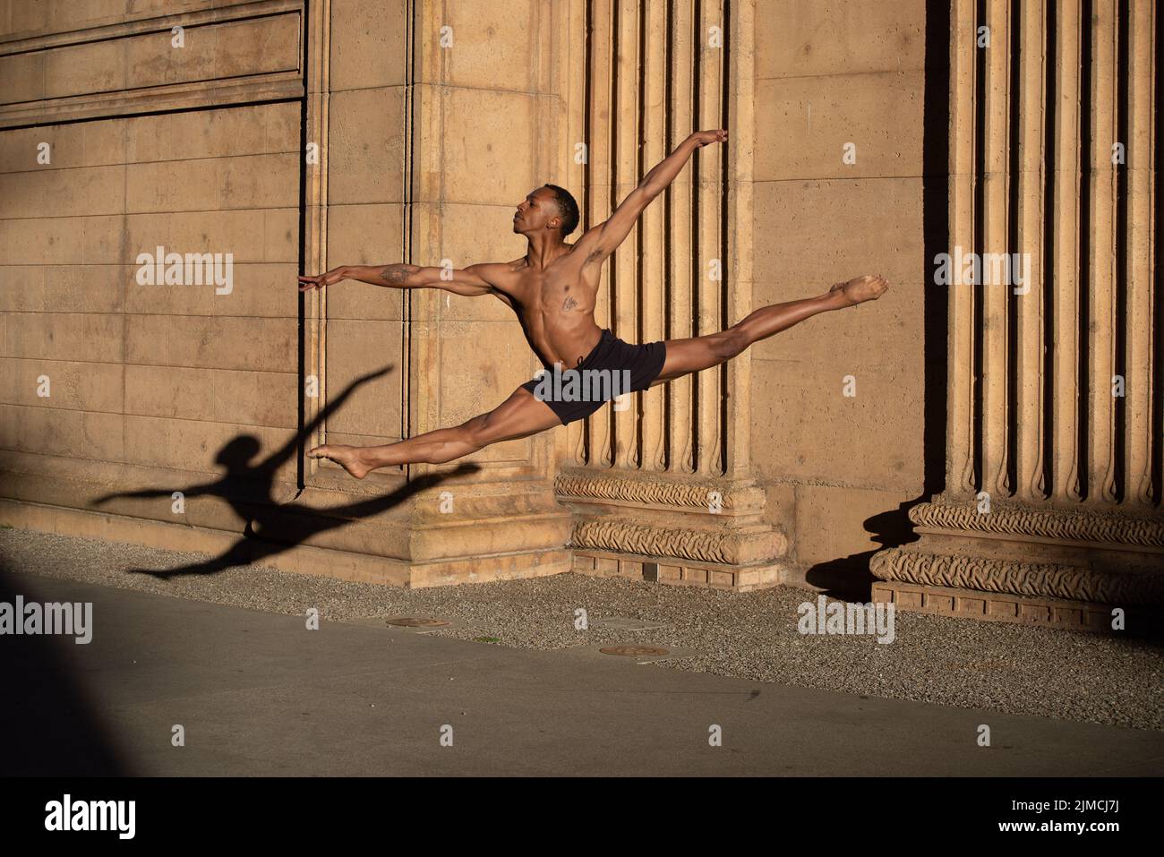 Magnificent male ballet dancer leaping Stock Photo