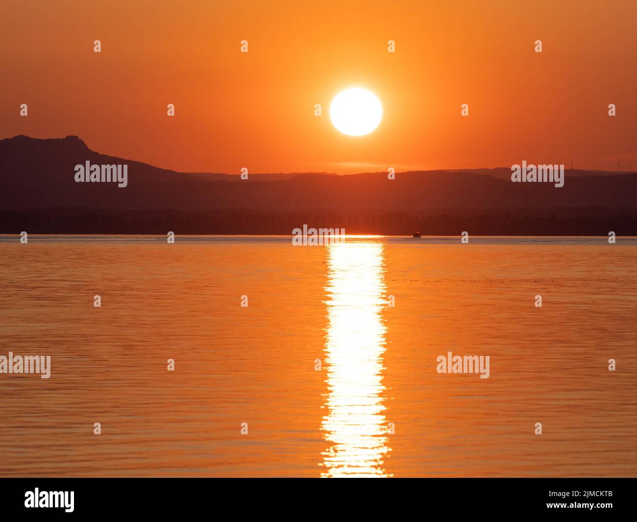 Sunset at the Reichenau, Lake Constance, Baden-Württemberg, Germany, Europe Stock Photo
