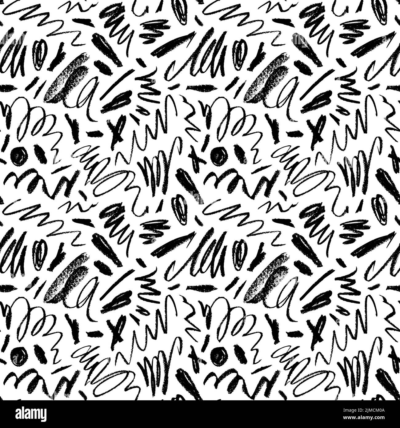 Hand drawn swirl charcoal strokes seamless pattern Stock Vector Image ...