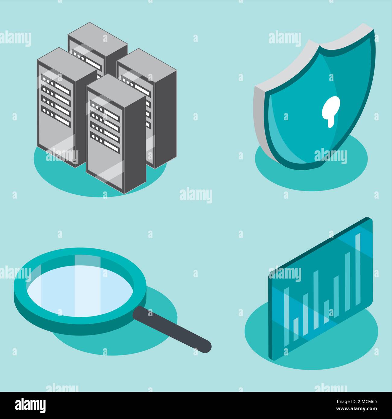 set storage tech isometric Stock Vector