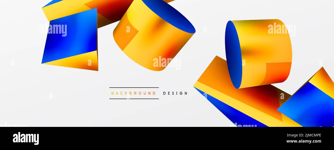 Vector 3d abstract background. Shapes 3d triangle and cylinder. Trendy ...
