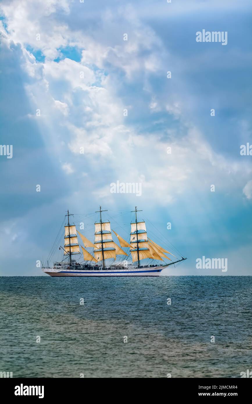 Sailing Ship in the Sea Stock Photo