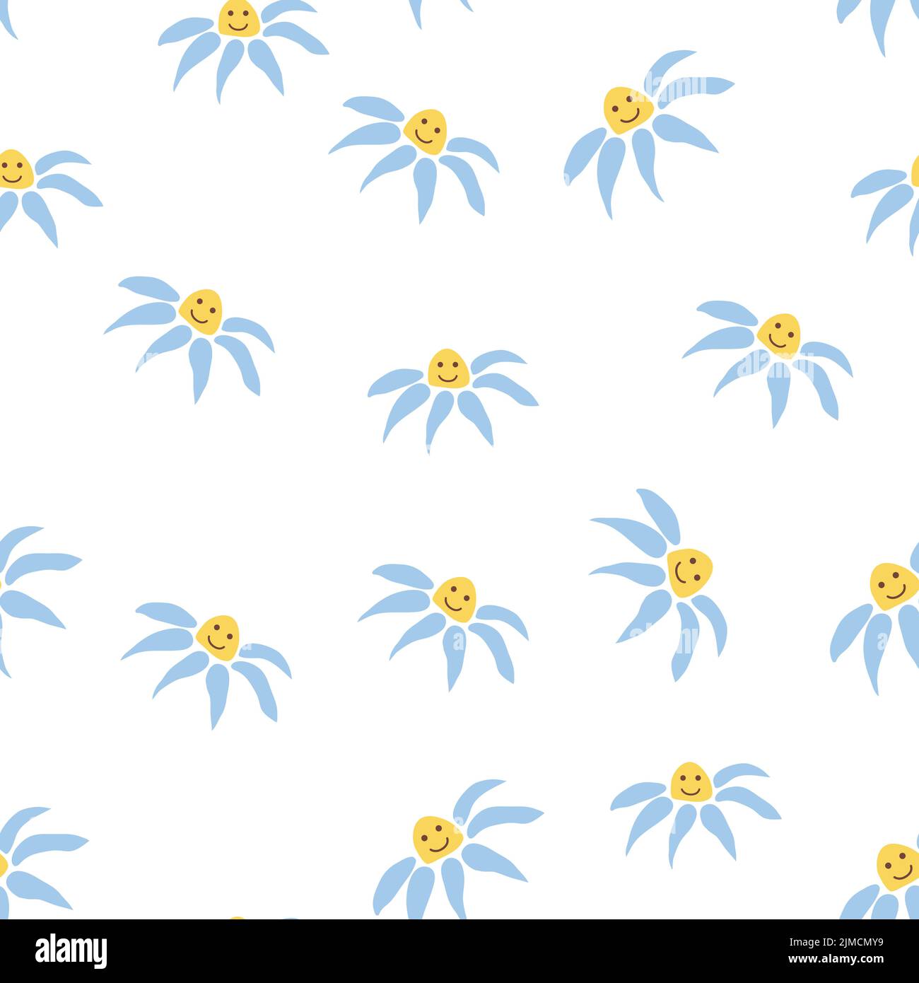Groovy daisy retro seamless pattern. Retro Smile Chamomile. 70s vibe ...
