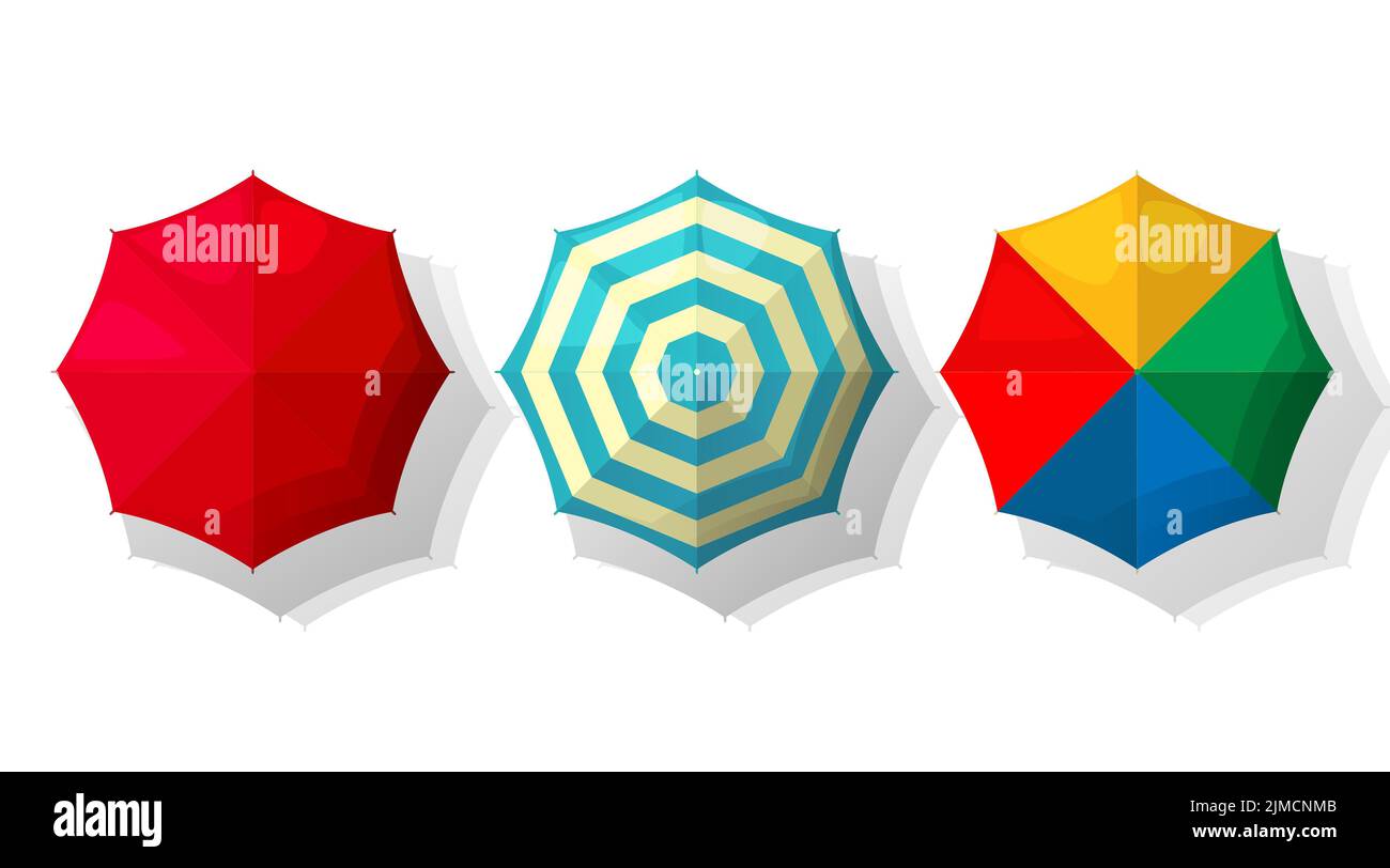 Vector set of beach umbrellas in colors over white background Stock ...