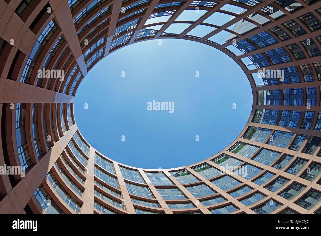 Elliptical courtyard facade of the European Parliament, Strasbourg, France Stock Photo