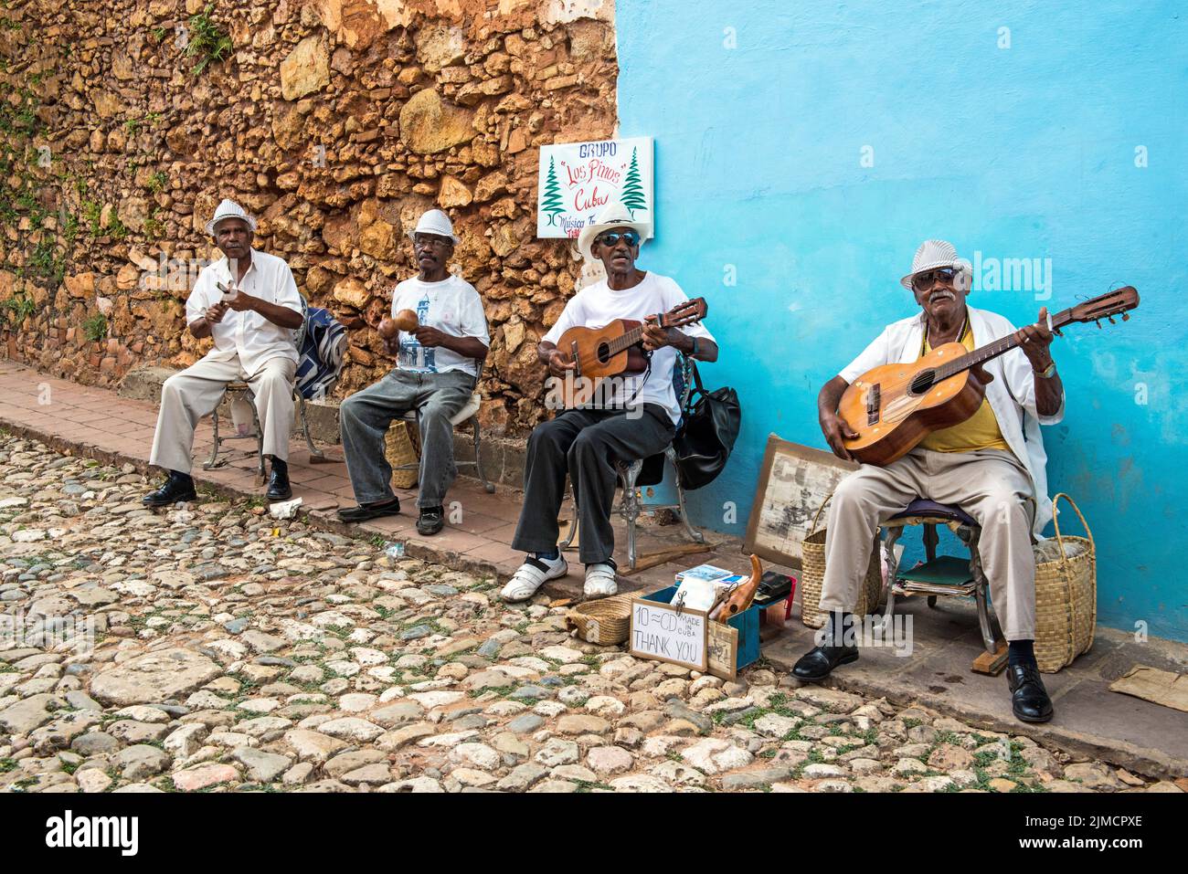 A Cuban band plays traditional music Stock Photo