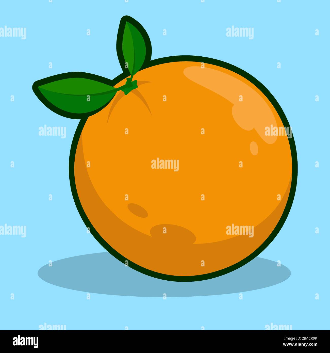 Ripe orange. Delicious tropical exotic fruits. Mandarin icon with thick ...