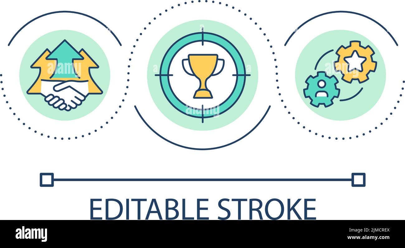 Goal-setting process with colleagues loop concept icon Stock Vector